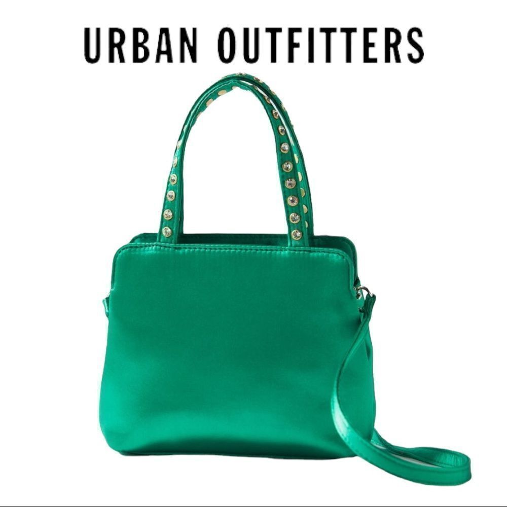 NEW Urban Outfitters UO Top Handle Green Satin Crossbody Purse Bag